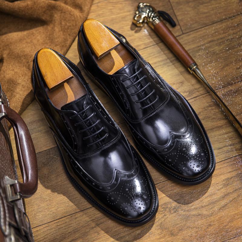 High Quality Business Genuine Leather Shoes Men Breathable Formal Dress Shoes Male Office Oxford Wedding Brogues Footwear
