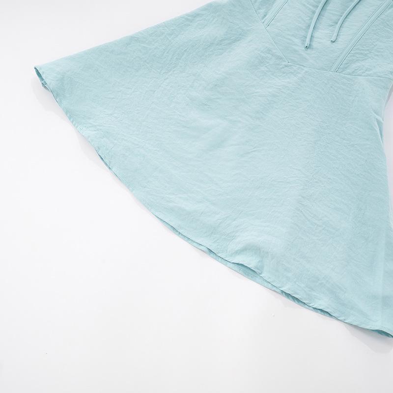 D25DS093 European & American Style Lace-up Ruched Camisole Dress