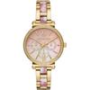 Sofie Crystals Mother of Pearl Pink Dial Two Tone Steel Strap Watch For Women - MK4344