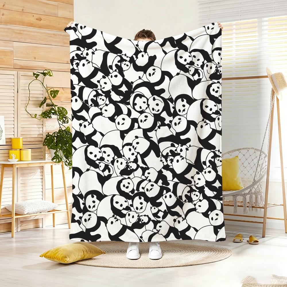 Cute Panda Cartoon Throw Lightweight G Flannel Blanket Soft Skinfriendly for Summer Cooling