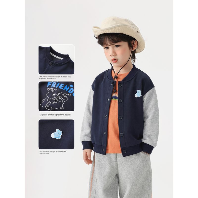 Right European Boys' Baseball Jacket 2026 Spring New Children's Clothing Spring and Autumn Outfit Baby Children's Casual Versatile Top