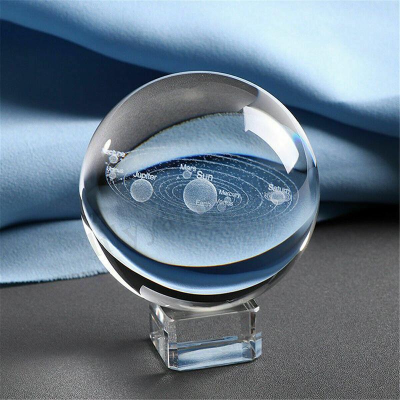 Stunning Laser Engraved Solar System Ball 3d Miniature Planets Sphere Glass Globe Decor