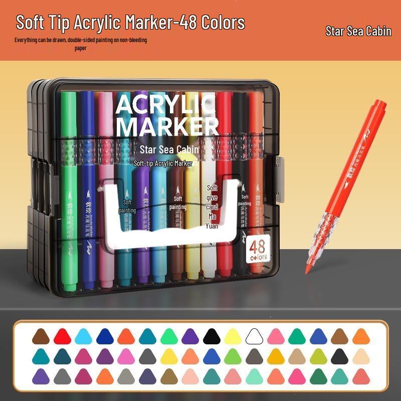 Diamond Acrylic Marker Pen Set for Glass Painting - Non-toxic, Soft Tip, Color Layering Stationery.