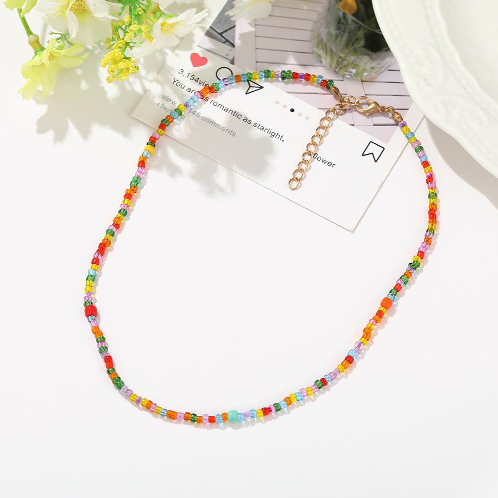 Handmade Transparent Beaded Rice Necklace - Short Korean Choker - New Trend, Fashionable Clavicle Chain