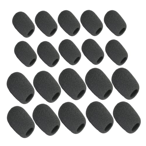 

Microphone Sponge Covers, Pack of 20, 10 with 5mm Inner Diameter and 10 with 8mm Inner Diameter, Noise Reduction, Compatible with Headsets and Lapel M