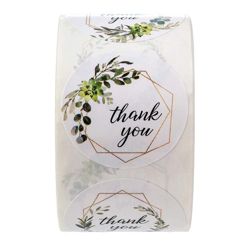 100-500pcs Thank You Round Sticker Scrapbook Envelope Seal Sticker Gift Flower Decoration Stationery Label Stickers