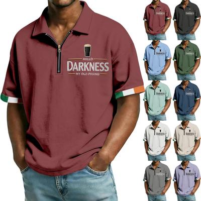 Men's Casual Loose Flag Letter Print T-shirt - Men's Collarless Short-sleeved Top