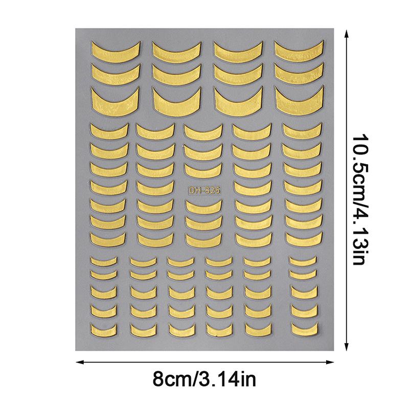 3D Lines Nail Stickers Silver Gold Metal Stripe Decals Curve Gel Nails Art Sliders Polish Manicure Decor Foils