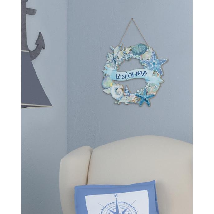 Putuo Decor Beach Wreaths - Ocean Welcome Sign, Wood Material, Summer Beach Decor for Front Door, Sea Turtle Design