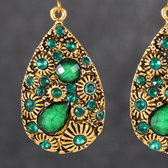 1 Pair Dangle Earrings Ethnic Style Shiny Rhinestone Inlaid Decorative All-match Jewelry Gift Faux
