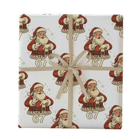 67 Meme Christmas Gift Wrap Funny Wrapping Paper for Kids Unique Brain Rot Holiday Gift Wrap Paper Roll for Birthday Xmas Present Wrapping