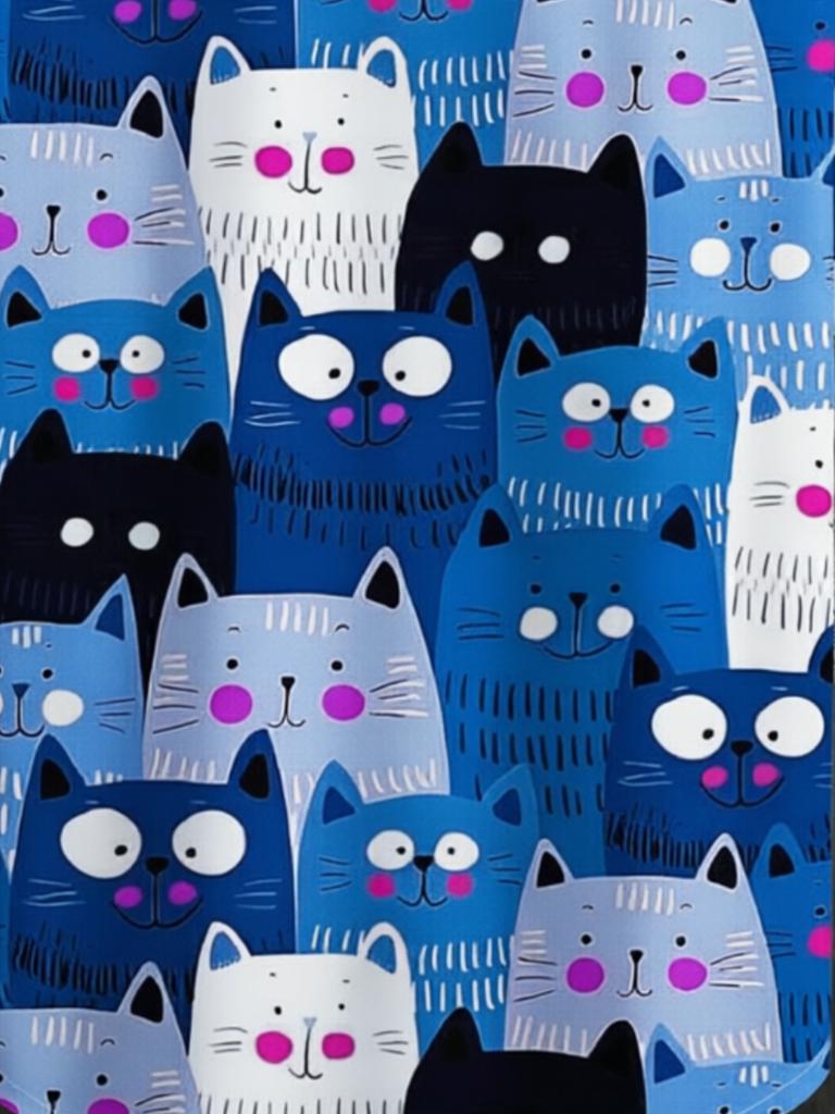 Digital Print - Men's Short Sleeve Shirt, Men's Casual Short Sleeve Shirt, All-Over Cute Cat Print, Stylish and Versatile for Beach Vacations -