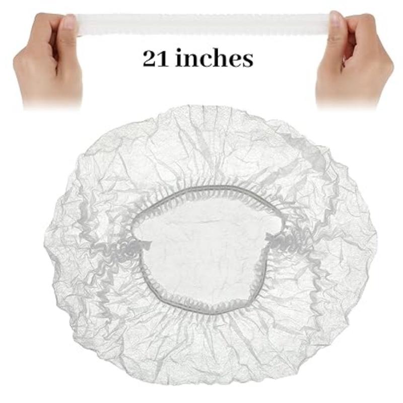 100PCS Disposable Bouffant Caps Stretch Net Hair Head Covers Non Woven Fabric Dust Strip Hats Cooking Kitchen Bathroom Supplies