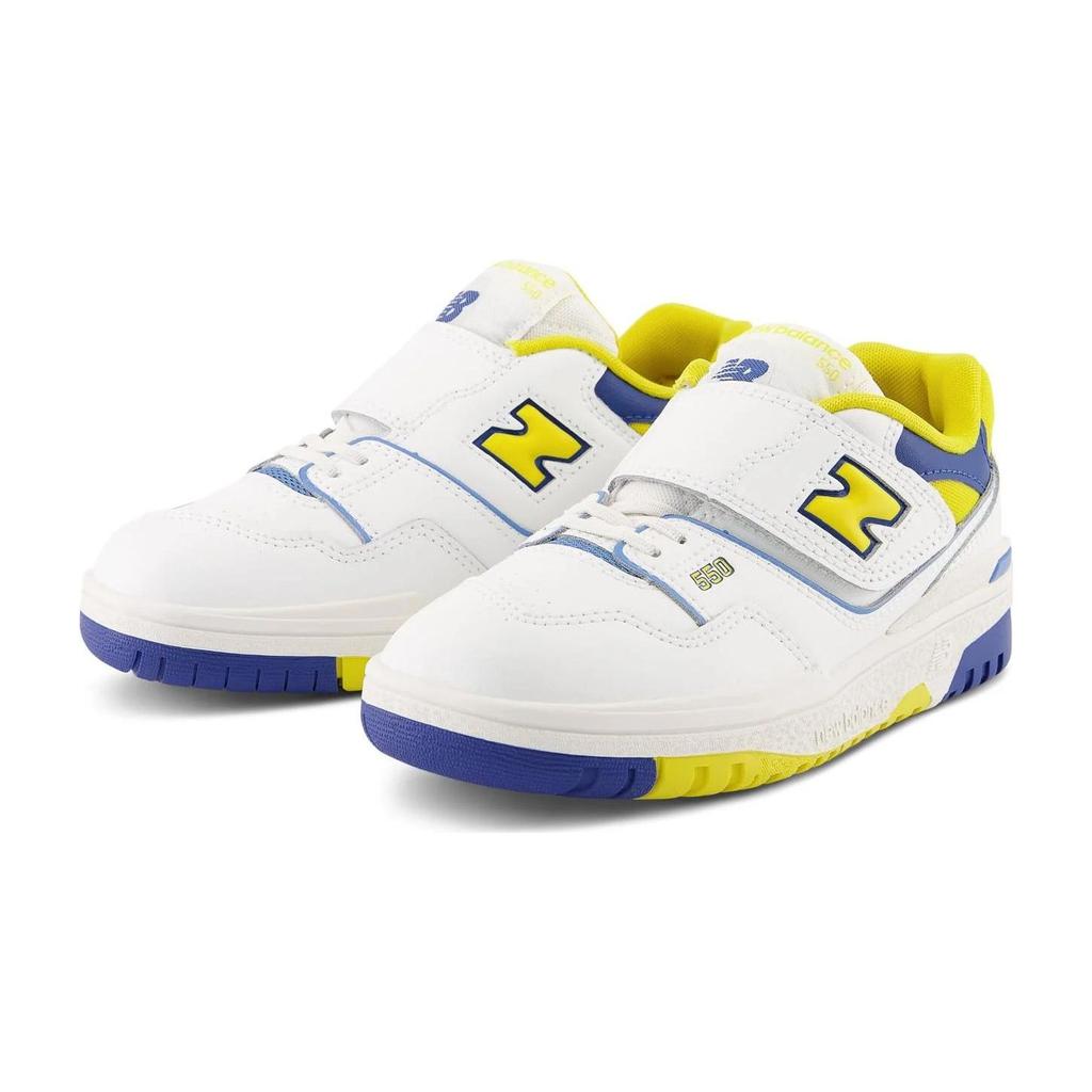 New Balance Nb 550 Leather Round Toe Lace-Up Casual Shoes Kids sneakers White Yellow PHB550CG