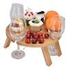Outdoor Wine Table Folding Wooden Picnic Table with Wine Glass Holder for Hiking Camping Outdoor Dinner
