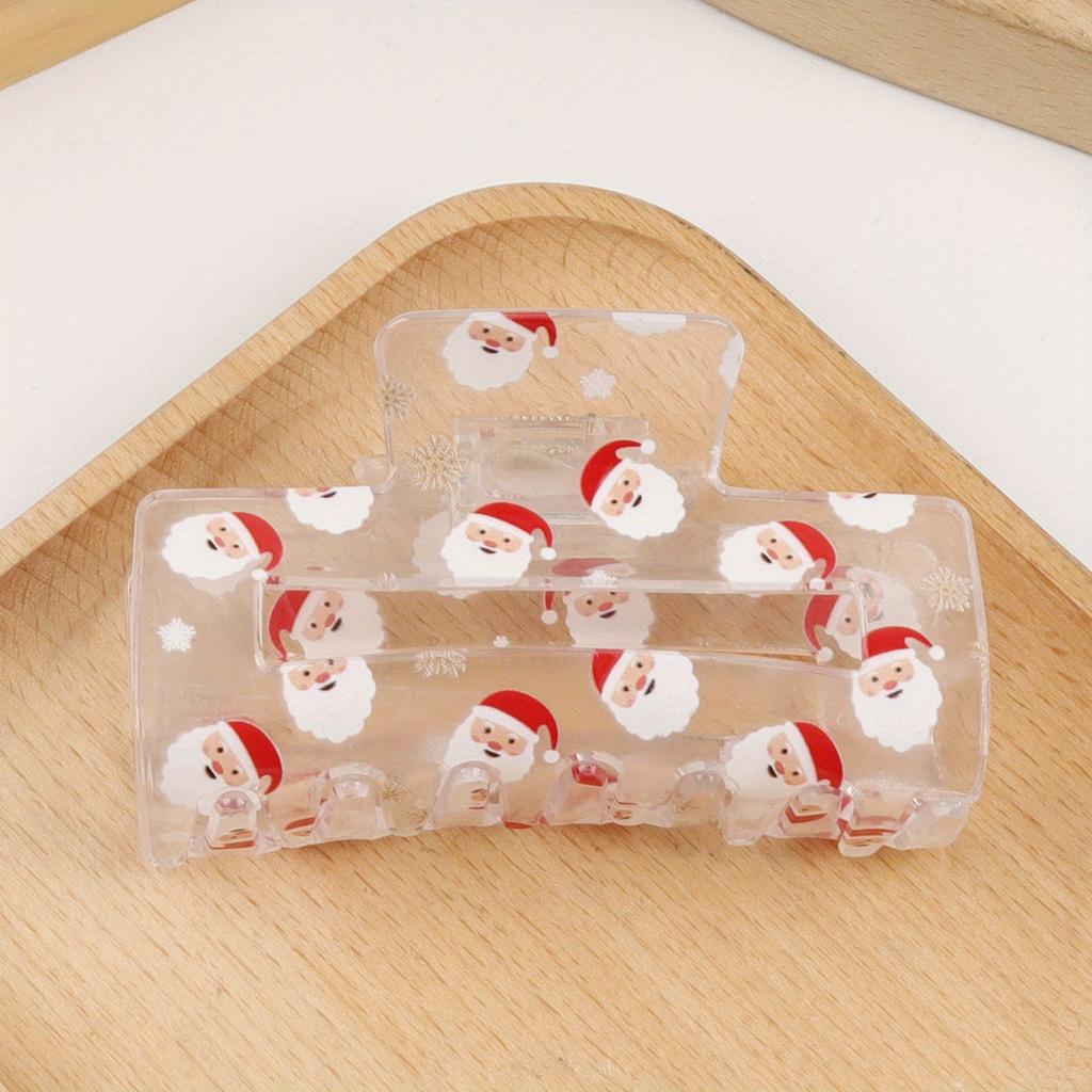 1pc Festive PVC Hair Claw Clip - Large Cartoon Santa Print, Cute Christmas Holiday Hair Accessory, Ideal Gift