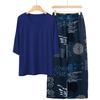 Pajamas Women's Spring and Summer New V-neck Short-sleeved Cotton and Linen Pants European and American Large-size Loungewear Two-piece Set