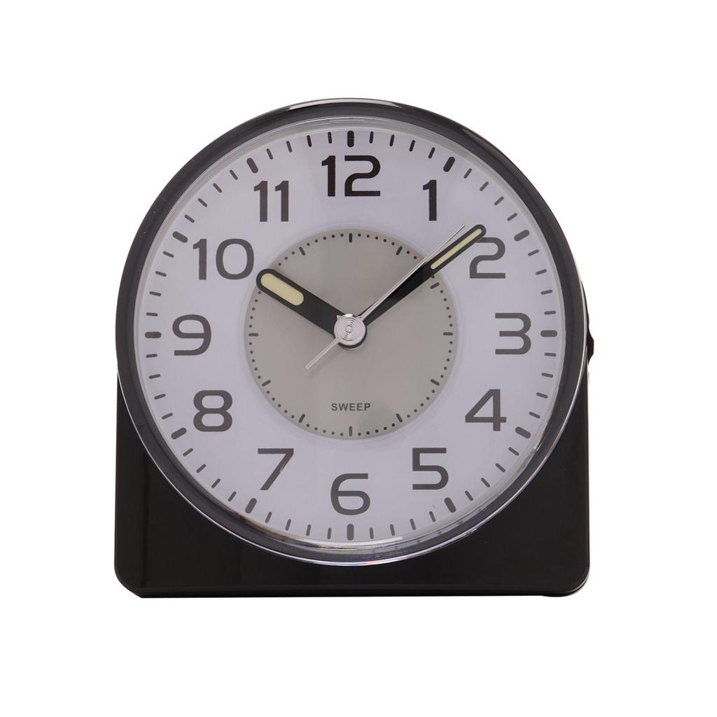 Hometime Silent Sweep Round Face Blinking Light Alarm Clock - Black