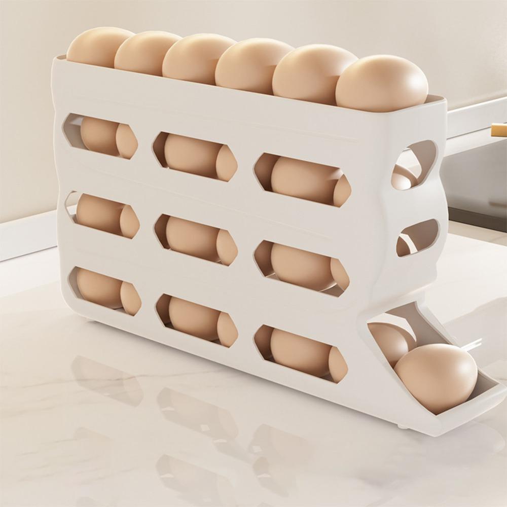 Plastic Egg Roller Rack Space Saving Refrigerator Egg Storage Box  for Kitchen Dedicated