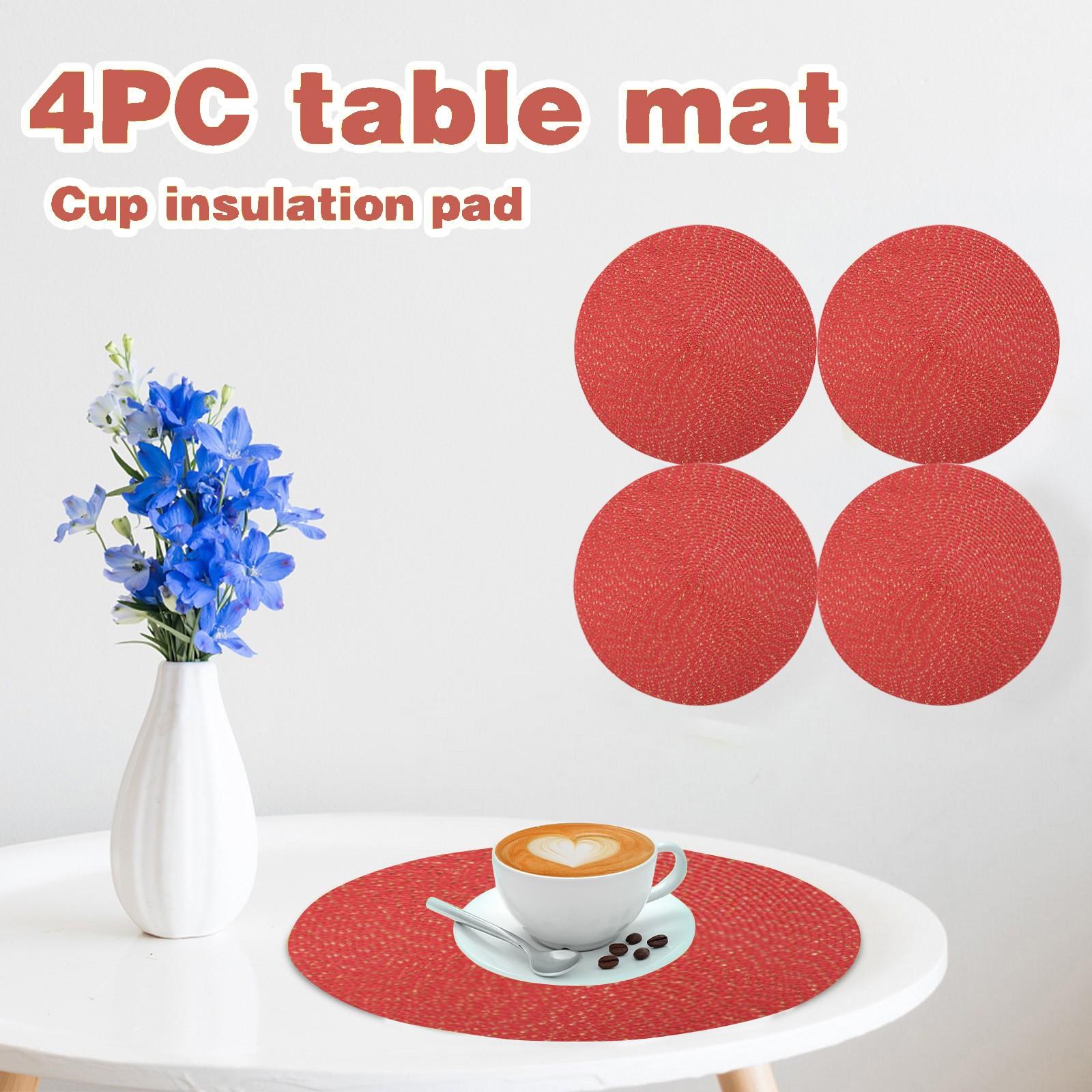 

Подставка для столовых приборов 38 см, нескользящий изолированный коврик, круглая тканая подставка для столовых приборов, 4 шт. One Size красный