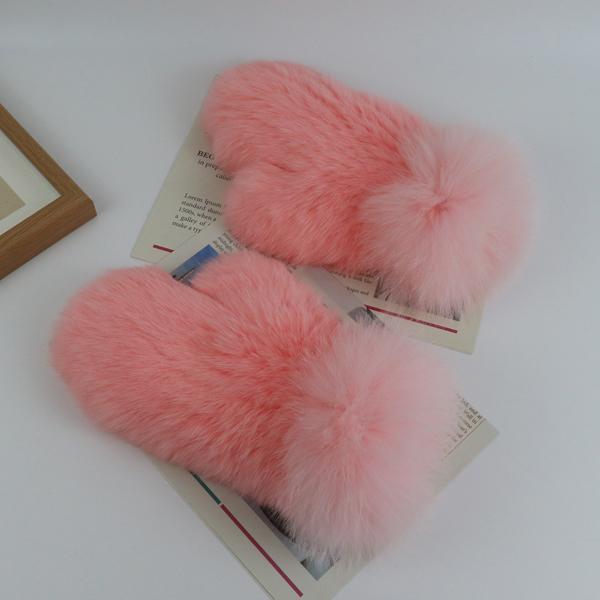 Winter women thick style real rabbit fur gloves with fox fur Outdoor keep warm real rabbit fur mittens Girls fashion glove