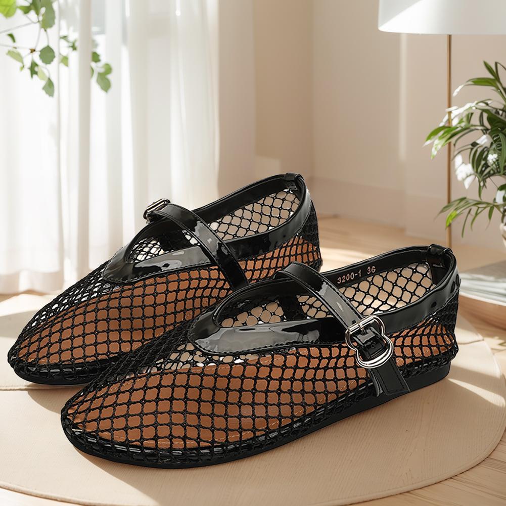 Scarpe Basse da Ballo in Rete da Donna Scarpe da Ballerina a Rete Comode Punta Tonda Scarpe da Ballo Traspiranti Scarpe da Giorno Quotidiane per il Pendolarismo