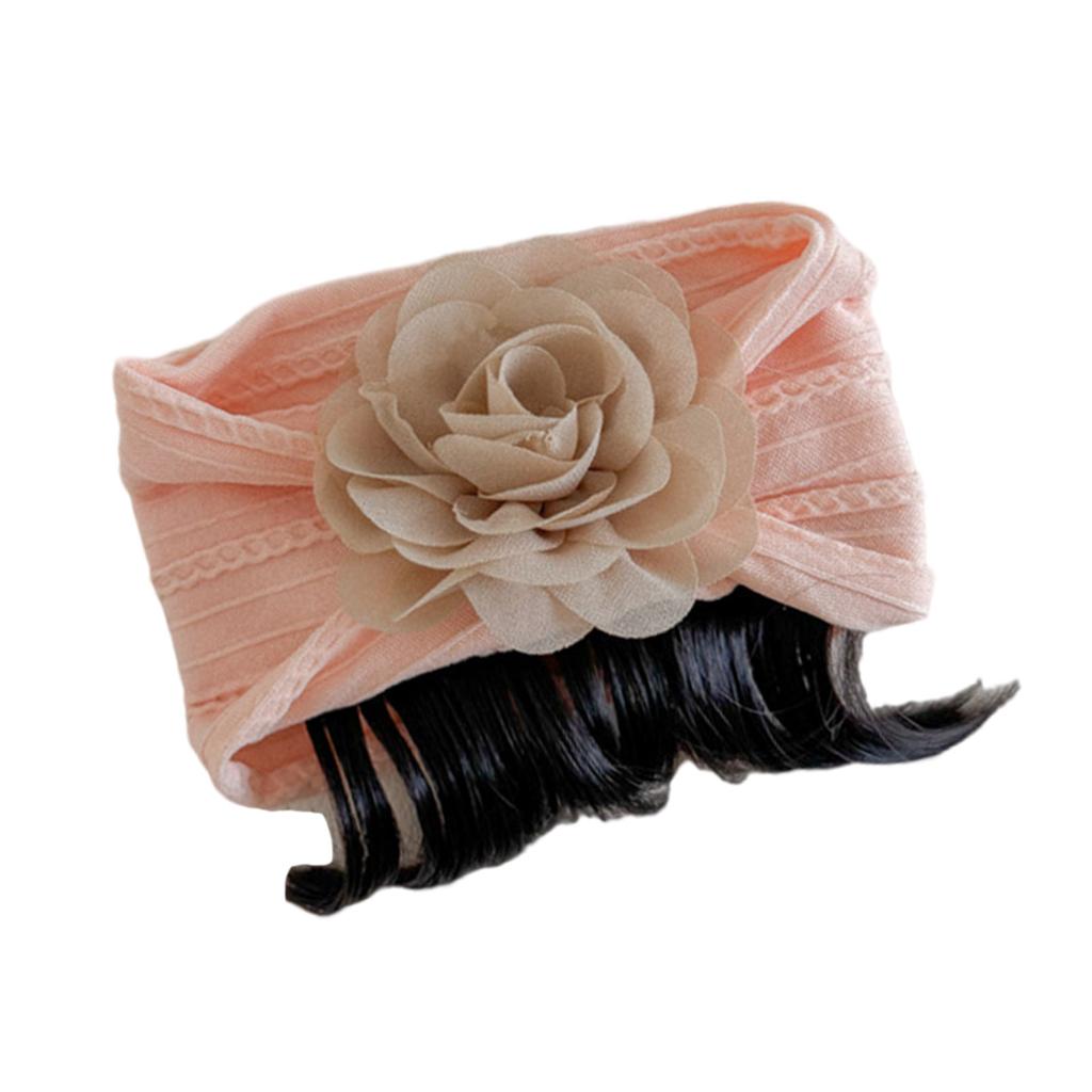 Infant Floral Faux Hair Band Comfortable Headwear Kids Fashionable Flower Wig Headband Cloth for Parties & Birthdays