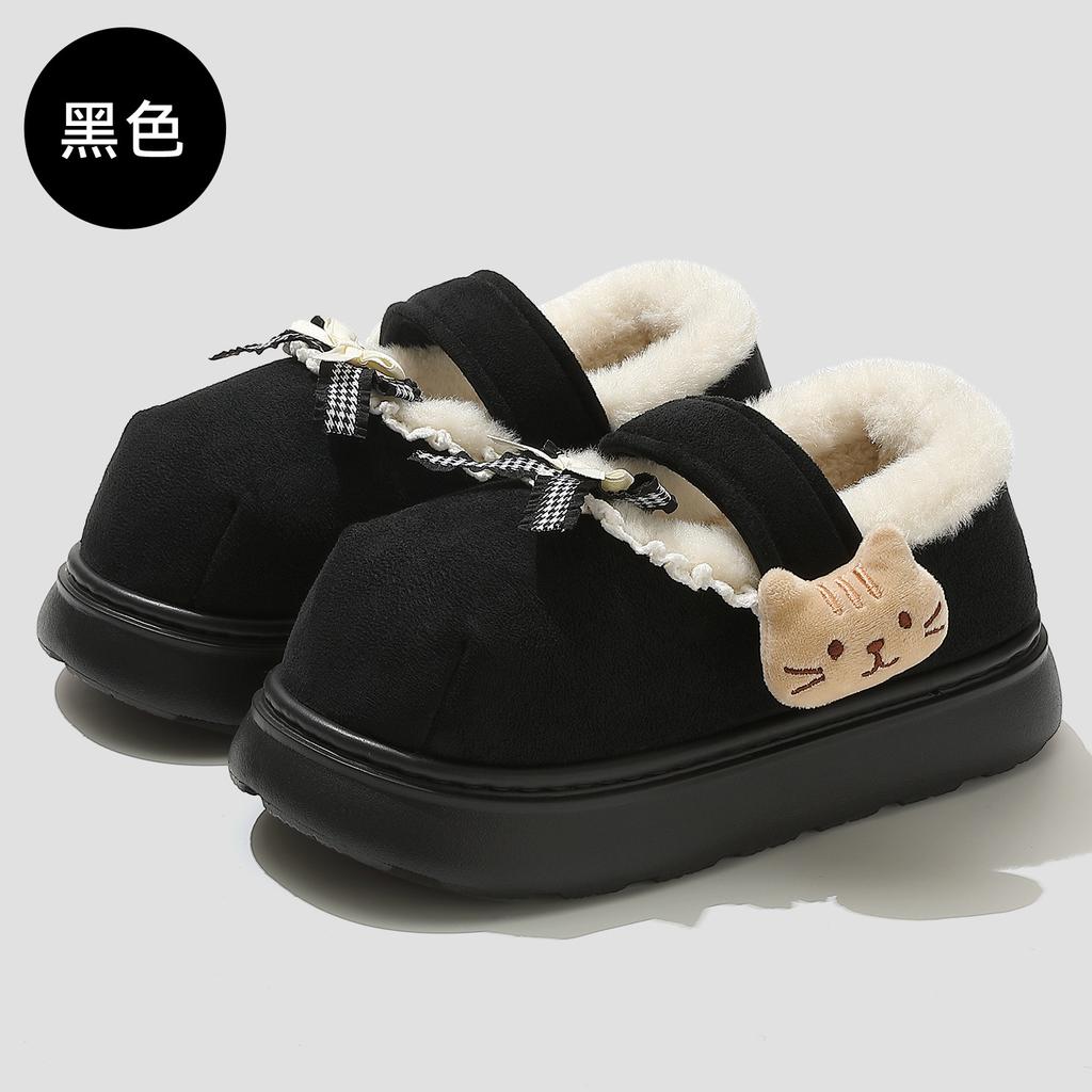 Bag Heel Cotton Slippers Winter New Couples Wear At Home Velvet Warm Non-slip Cotton Shoes Winter