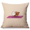 Small Animals Practice Yoga Posture Pattern Pillow Case Cute Squirrel Funny Perform Decoration Kid'S Room Sofa Bed Cushion Cover