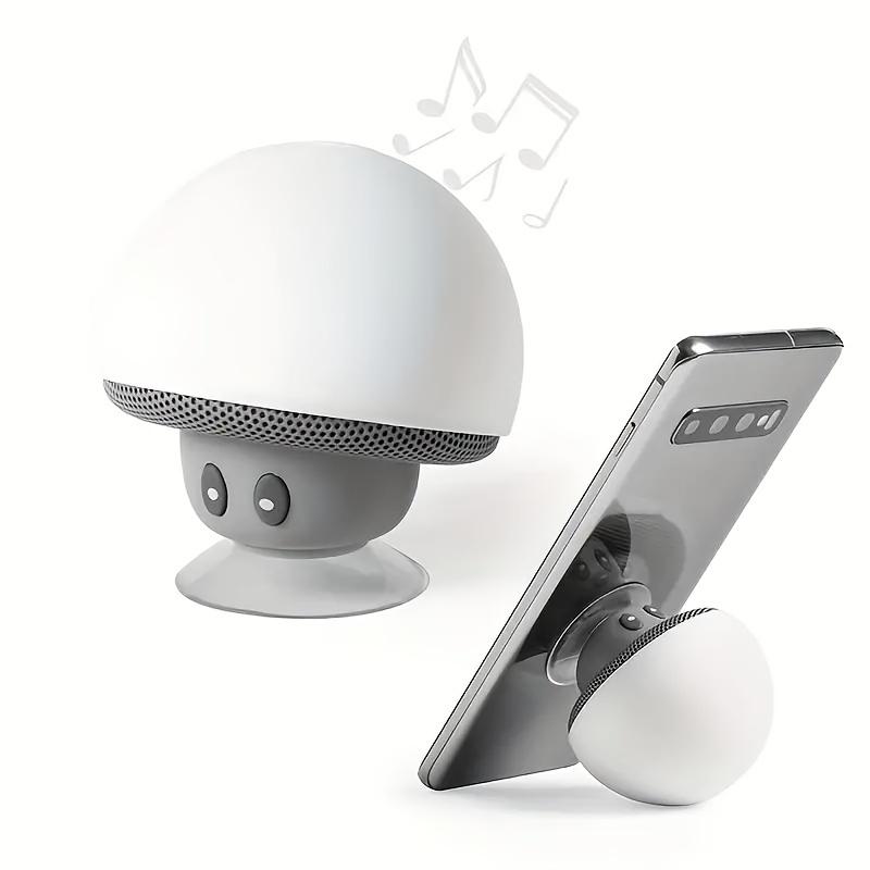 Cute Mushroom Portable Wireless Bluetooth Speaker, Mini Cartoon Design with Suction Cup & Phone Stand, Fall Proof Ideal Gift