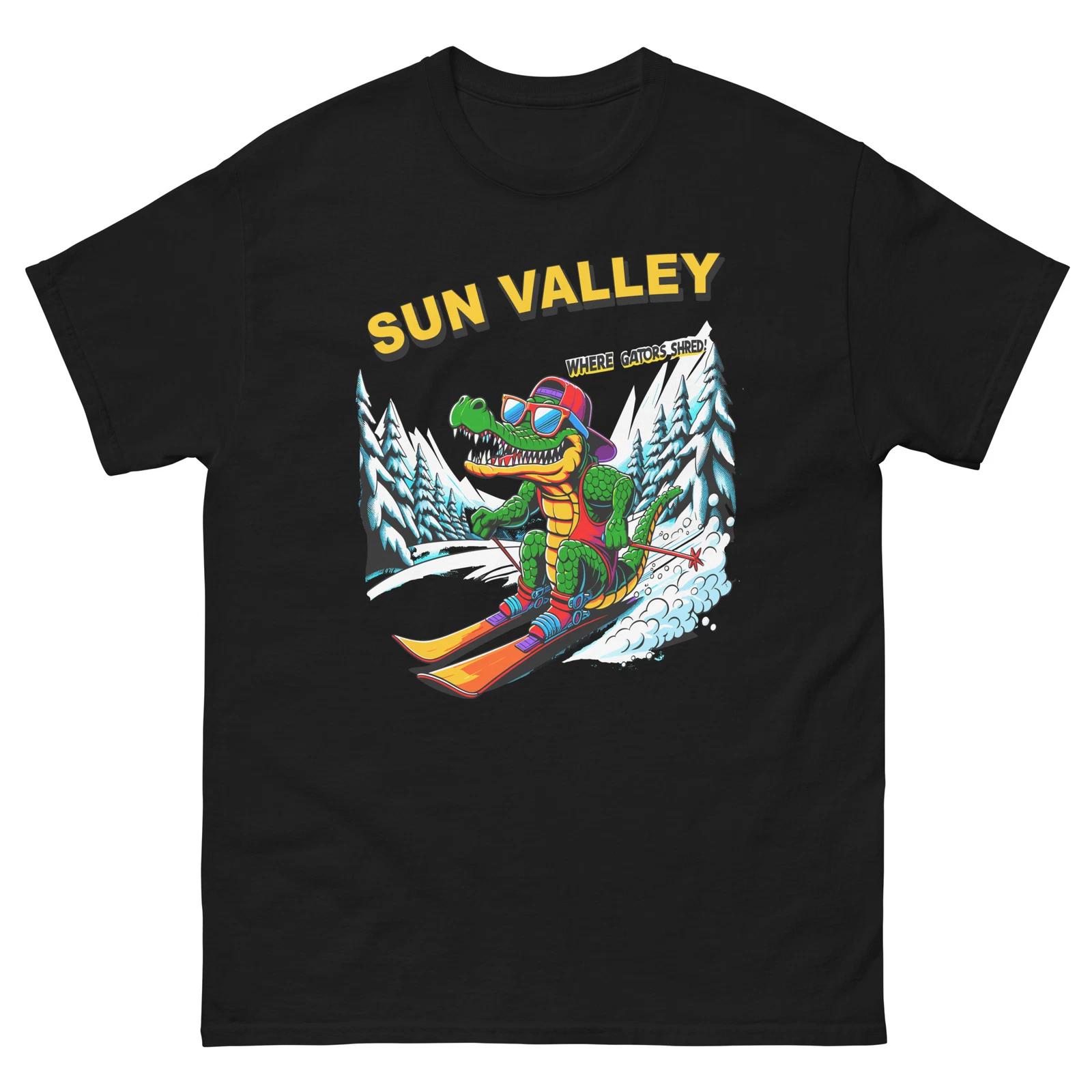

Sun Valley Where Gators Shred Skiing Alligator Fun Shirt T-Shirt M