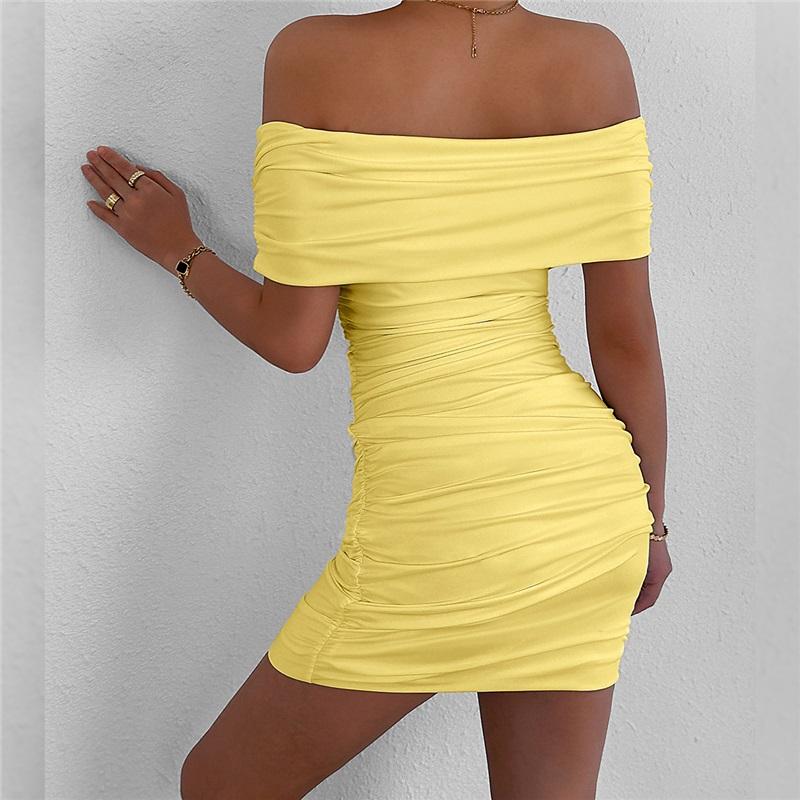 Ladies Summer Skirt European And American Style Sexy One-shoulder Tight-fitting Hip Dress Solid Color Elegant Dating Skirt