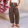 Damen Plus Size Freizeithose, Hoher Bund Lockerer Schnitt mit Taschen, Gepunkteter Druck