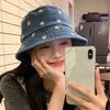 Chrysanthemum Embroidered Cowboy Smiling Face Fisherman Hat Women'S Sunshade Hat