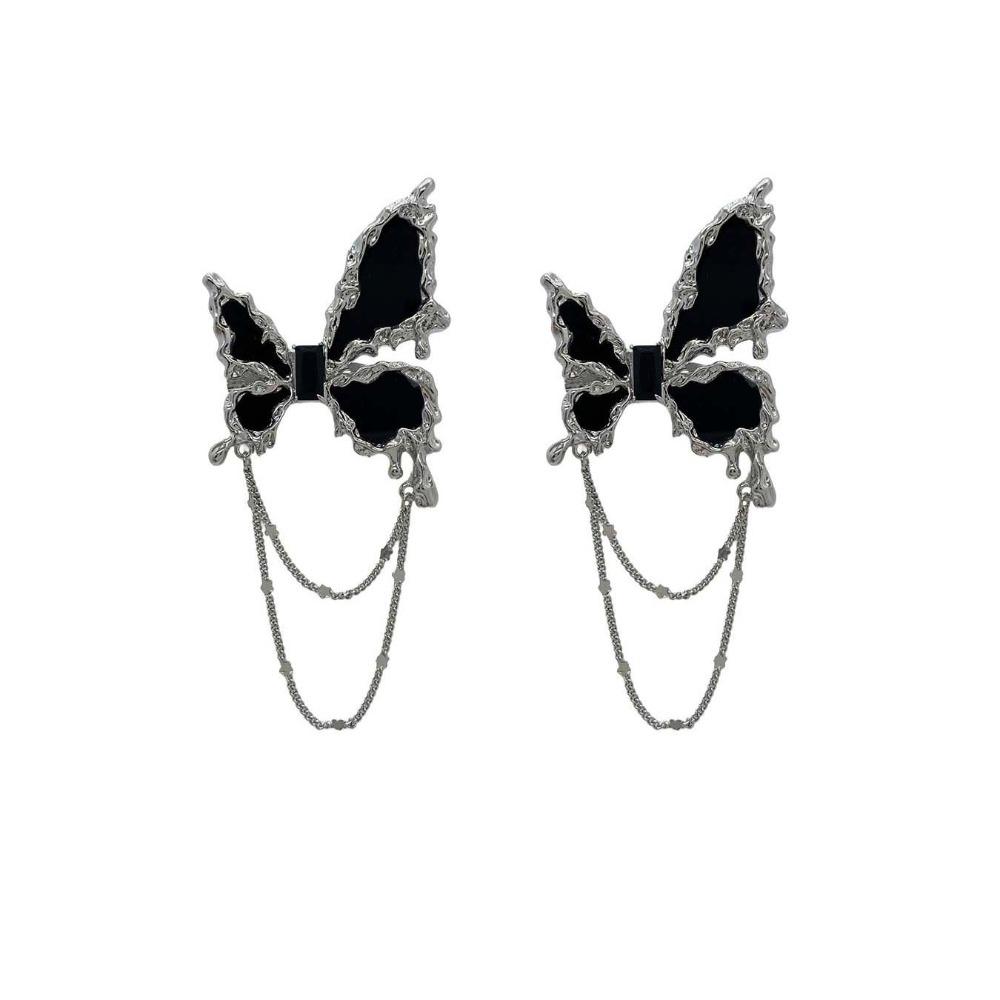 1Pair Wing Metal Butterfly Brooches Rhinestone Butterfly Tassel Badge Pin  Women Gifts