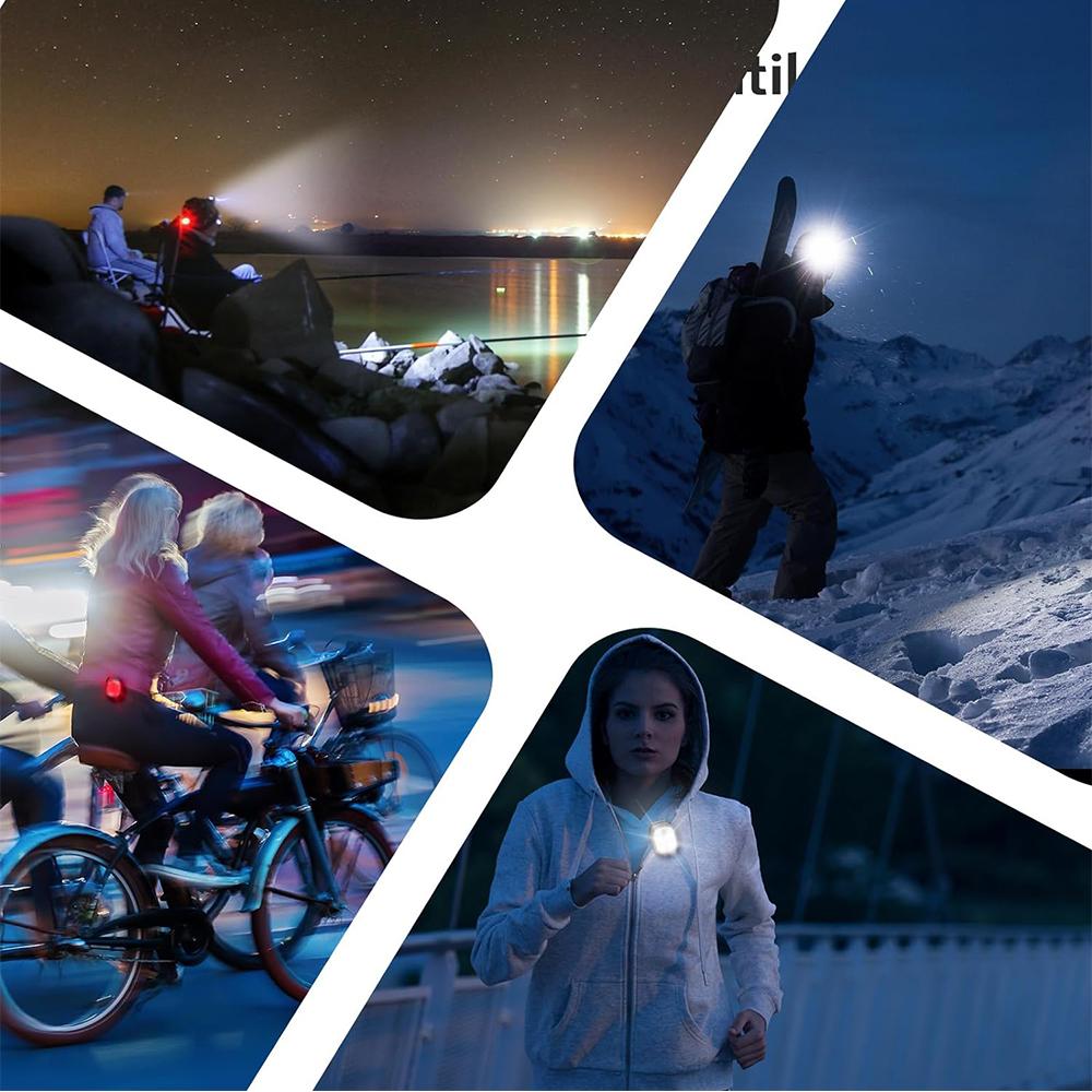 2x USB Rechargeable LED Outdoor Night Running Light for Runners Camping Plastic