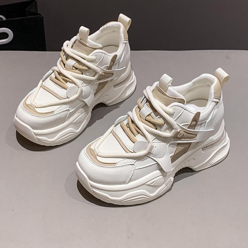 Fashion Cross Lace Up Platform Sneakers for Women Fashion Mix Color Chunky Vulcanized Shoes Woman 2025 Thick Bottom Sports Shoes Female