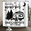 Camper Shower Curtain Happy Camper Trailer Car Rv Forest Mountain Tent Camping Bathroom Shower Curtain Waterproof Bath Curtain