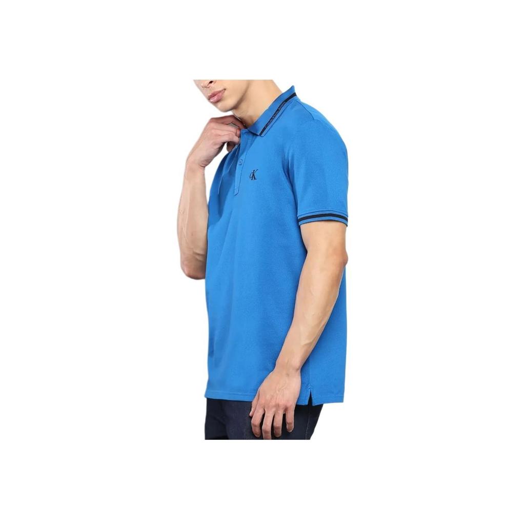 Calvin Klein Comfortable Minimalist Letter Print Short Sleeve Polo Shirt Men Tops Blue J323200-C3B
