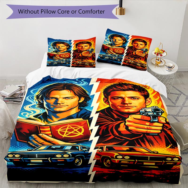 3pcs Supernatural Bedding Set Duvet Cover Closure Includes 1 Duvet Cover & 2 Pillowcases, Soft and Comfortable for All Seasons.