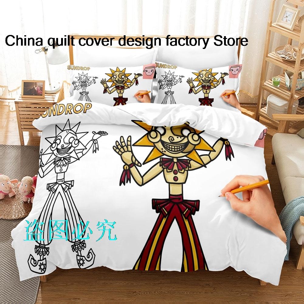 Sundrop FNAF Beding Set Single Twin Ful Quen King-Sized Dimensionsd Dimensions Bed Linen Set Adult People Bedrom Duvetcover Sets Anime Sundrop FNAF