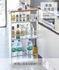 Yamazaki Jitsugyo Slim Wagon with W13 x x Tower Casters Kitchen Wagon 3627 Handle, White, Approx. D47.5 H80.5cm, [Complete Product Only]