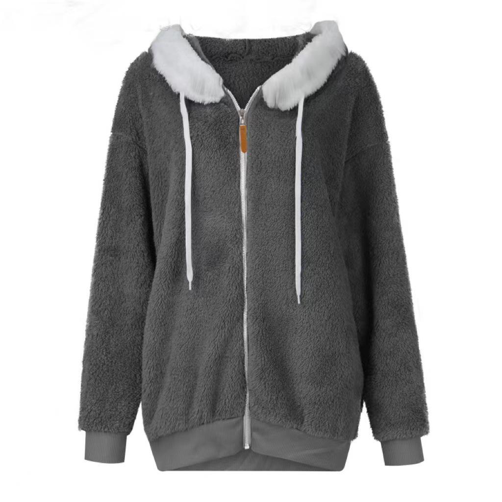 

2023 Женская плюшевая куртка с капюшоном на молнии - Новая осенне-зимняя коллекция 5XL