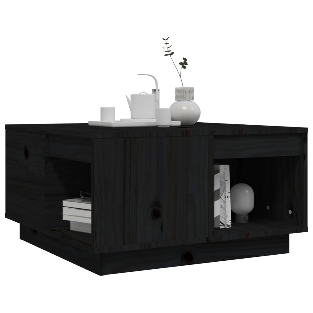 Coffee Table Black 60x61x32.5 Cm Solid Pine Wood