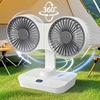 New Multi-Function Double-Head Shaking Fan 4-Gears Adjustable High-Definition Digital Display Night Lights Portable Fan