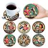 6Pcs Wooden Cup Coasters Set Aesthetic Non Slip Round Coasters Exquisite Coffee Mug Coasters Decorative Cup Mats for Home Office