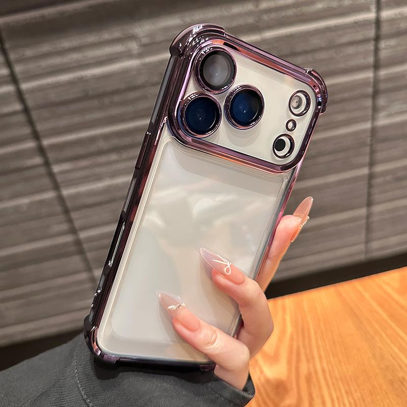 Luxury Plating Clear Shockproof Phone Case For iPhone 17 Air 17 Pro 16 15 14 13 12 11 17Pro Max Plus Anti-drop Bumper Cover
