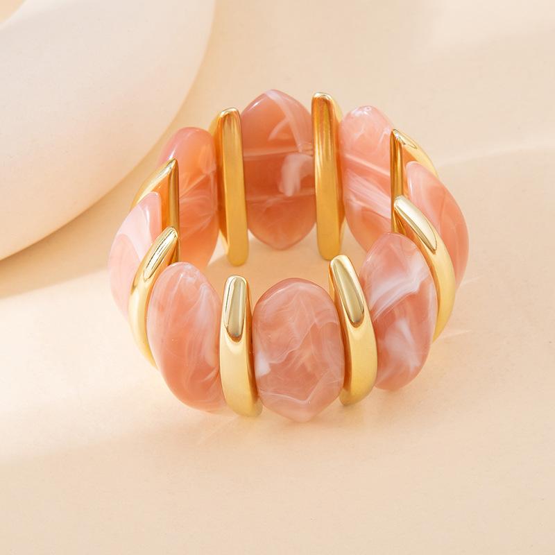 Color Smudged Acrylic Splicing Beaded Elastic Bracelet Exaggerated Bracelet Personalized High-End Jewelry