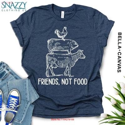 Friends Not Food T Shirt Vegan for Animal Lovers Plant Based Cute Rights Clothing Cruelty Free Apparel Vintage Washed Slightly