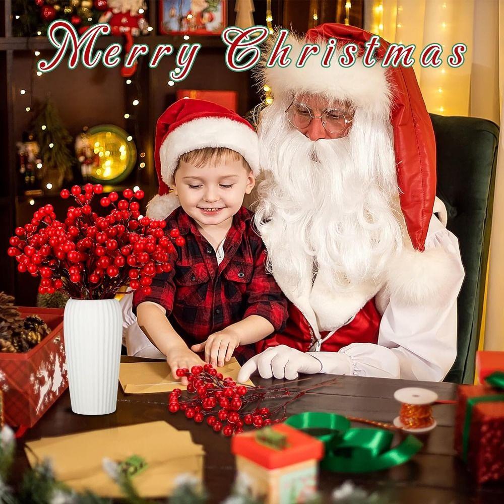 50Pcs Bright Color Faux Berry Branches Reusable Fake Flowers Christmas Ornament  Wedding